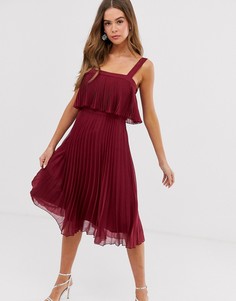 Плиссированное платье миди ASOS DESIGN-Красный
