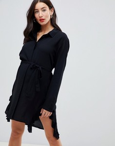 Черное платье мини с оборками Mamalicious-Черный Mama.Licious