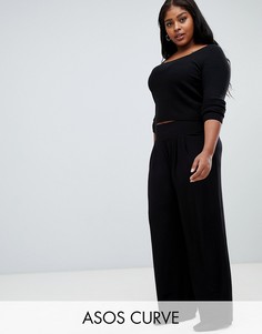 Брюки с широкими штанинами ASOS DESIGN Curve-Черный