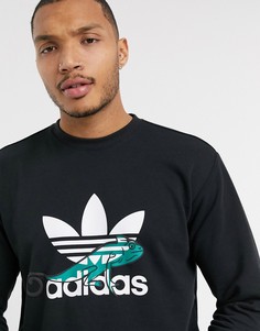 Черный свитшот с логотипом и принтом adidas Originals