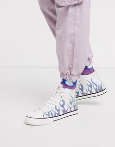 Высокие кеды от комплекта с принтом пламени ASOS DESIGN-Белый