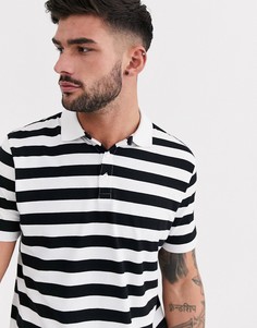 Поло из органического хлопка в полоску ASOS DESIGN-Черный