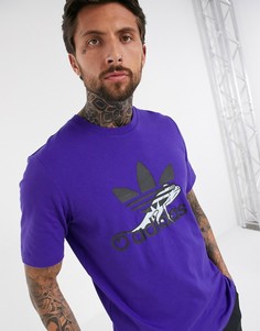 Фиолетовая футболка с логотипом-трилистником adidas Originals-Синий
