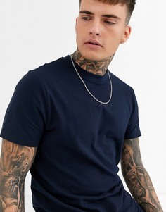 Темно-синяя футболка из органического хлопка с круглым вырезом ASOS DESIGN-Темно-синий