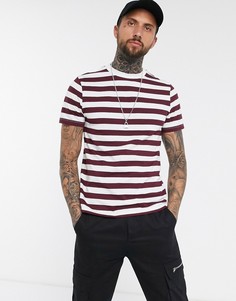 Бордовая футболка в полоску из органического хлопка ASOS DESIGN-Фиолетовый