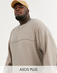 Свободный лонгслив бежевого цвета ASOS DESIGN Plus-Бежевый