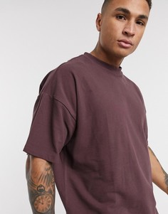 Темно-фиолетовая oversize-футболка из органического хлопка пике с круглым вырезом ASOS DESIGN-Красный