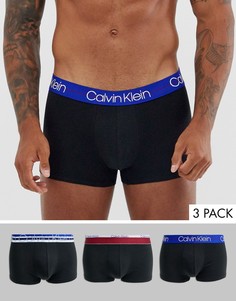 Набор из 3 черных эластичных хлопковых боксеров-брифов Calvin Klein-Черный