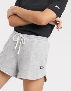 Серые спортивные махровые шорты Reebok-Серый
