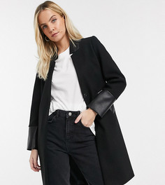 Черное пальто без воротника River Island Petite-Черный