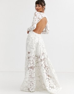 Платье с открытой спиной и цветочной вышивкой ASOS EDITION wedding-Белый