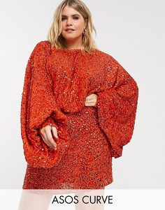 Платье мини с пайетками ASOS EDITION Curve-Красный