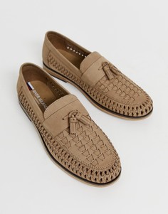Кожаные лоферы с кисточками River Island-Светло-бежевый