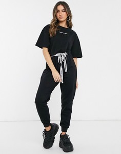 Джоггеры для дома с надписью \"selectively social\" ASOS DESIGN-Черный