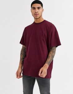 Бордовая длинная oversize-футболка с круглым вырезом ASOS DESIGN-Красный