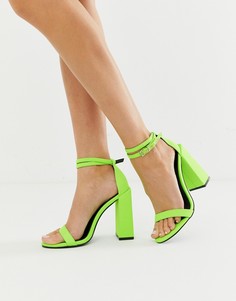 Неоново-зеленые легкие босоножки на блочном каблуке ASOS DESIGN-Желтый