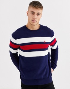 Темно-синий джемпер из фактурного хлопка в полоску Polo Ralph Lauren