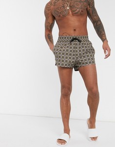 Короткие шорты для плавания в клетку ASOS DESIGN-Мульти