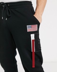 Черные узкие джоггеры с карманом MA1 и нашивкой ASOS DESIGN-Черный