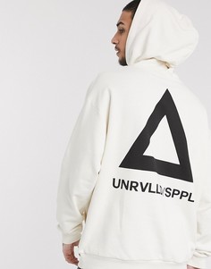 Oversized-худи белого цвета с принтом треугольника на спине ASOS DESIGN-Белый