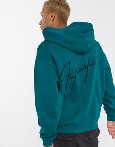 Oversize-худи зеленого цвета с вышитым логотипом на спине ASOS DESIGN-Зеленый