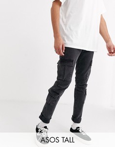 Черные узкие джинсы карго ASOS DESIGN Tall-Черный