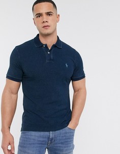 Узкая футболка-поло цвета индиго с логотипом Polo Ralph Lauren-Синий