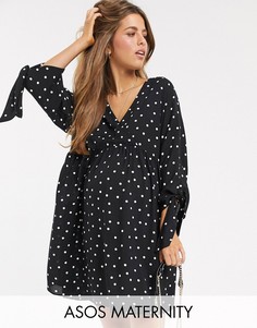 Повседневное платье мини в горошек с запахом ASOS DESIGN Maternity-Мульти