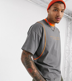 Серая oversize-футболка с кантом и логотипом Reclaimed Vintage-Серый