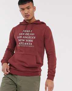 Худи коричневого цвета с принтом ASOS DESIGN-Коричневый