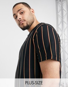 Черная футболка в вертикальную полоску New Look PLUS-Черный