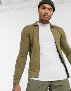 Темно-зеленая меланжевая куртка Харрингтон ASOS DESIGN-Зеленый