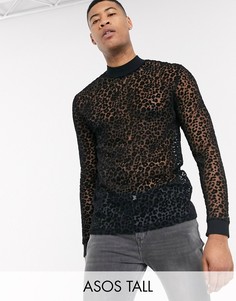 Черная водолазка с выжженным анималистичным узором ASOS DESIGN Tall-Черный