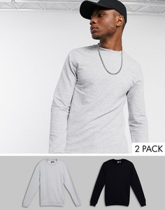 2 обтягивающих свитшота (черный/серый меланжевый) ASOS DESIGN-Мульти