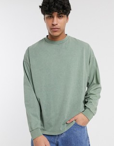 Зеленый oversize-лонгслив с эффектом кислотной стирки ASOS DESIGN