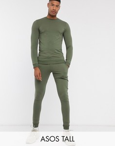 Обтягивающий спортивный костюм цвета хаки ASOS DESIGN Tall-Зеленый