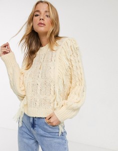 Джемпер с бахромой и отделкой \"косы\" ASOS DESIGN-Кремовый