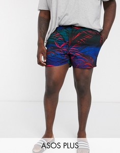 Короткие шорты для плавания с пальмовым принтом ASOS DESIGN Plus-Мульти