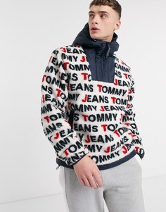 Белая куртка из искусственного меха/нейлона с логотипом и молнией Tommy Jeans-Белый