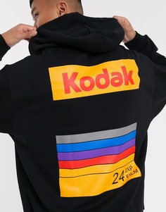 Черный oversize-худи с надписью \"Kodak\" на спине ASOS DESIGN