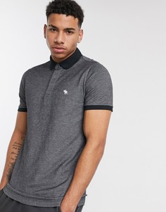 Поло черного цвета из фактурного материала с логотипом Abercrombie & Fitch-Черный