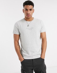 Серая футболка в полоску с круглым вырезом Abercrombie & Fitch-Серый