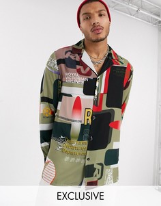 Oversized-рубашка с отложным воротником и принтом логотипа Reclaimed Vintage-Мульти