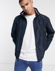 Темно-синяя куртка-дождевик со складывающимся капюшоном и логотипом Polo Ralph Lauren-Темно-синий