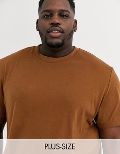 Коричневая свободная футболка из органического хлопка с круглым вырезом ASOS DESIGN Plus-Коричневый