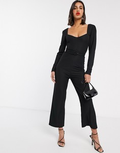 Комбинезон с квадратным вырезом Fashion Union-Черный