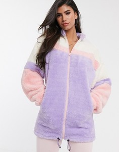 Флисовая oversized-куртка в стиле колор блок ASOS DESIGN-Мульти