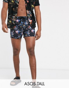 Короткие шорты для плавания с цветочным принтом ASOS DESIGN Tall-Мульти