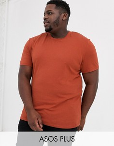 Коричневая футболка из органического хлопка с круглым вырезом ASOS DESIGN Plus-Коричневый