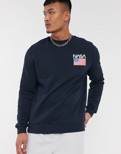 Темно-синий свитшот с логотипом \"NASA\" ASOS DESIGN